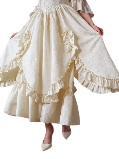 Jacquard Corset Ruffle Dress