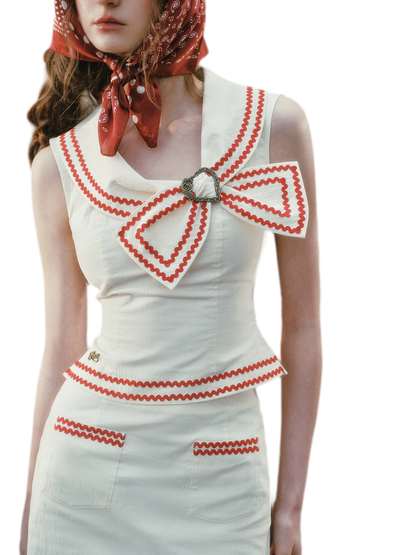 Tailored Bow Collar Set