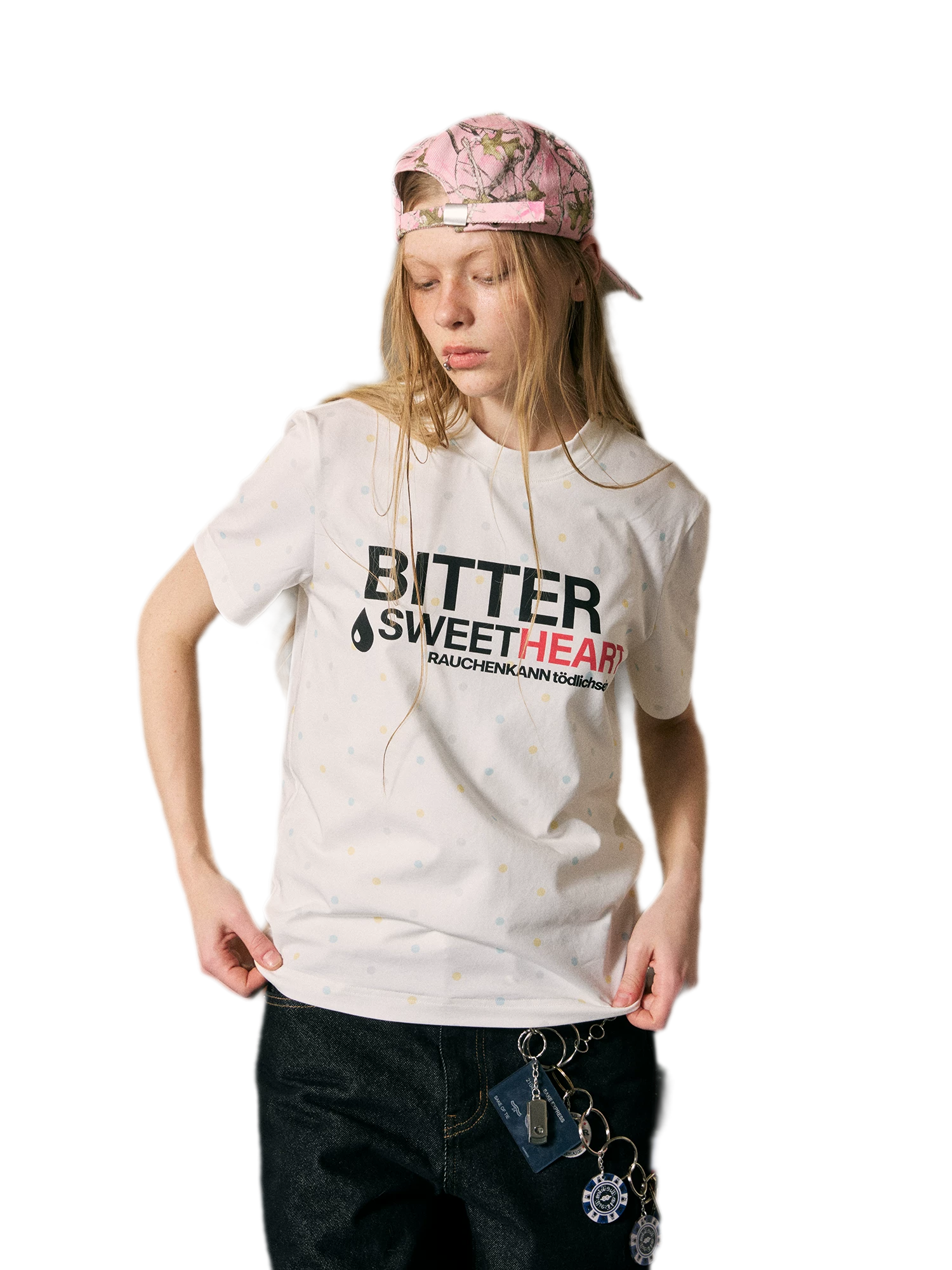 Colorful Polka-Dot Fitted T-Shirt