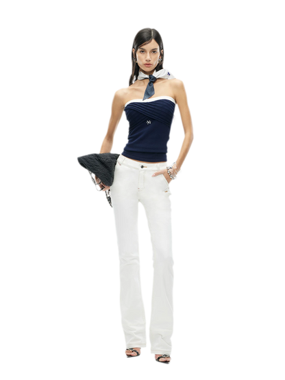White Denim Jeans - Slim Fit Straight Leg