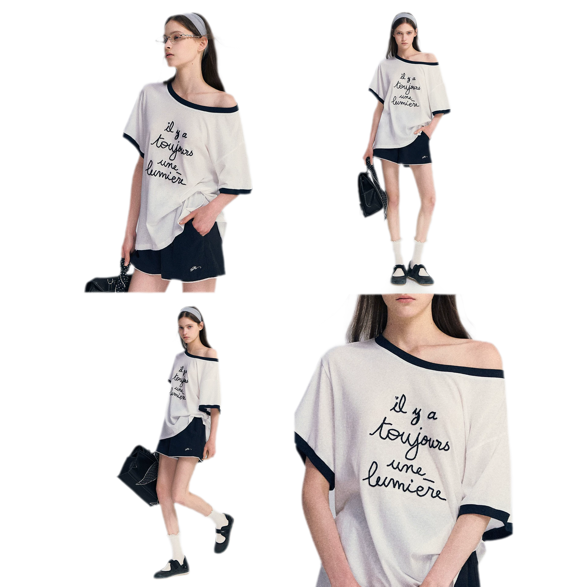 Contrast Rib Knit T-Shirt