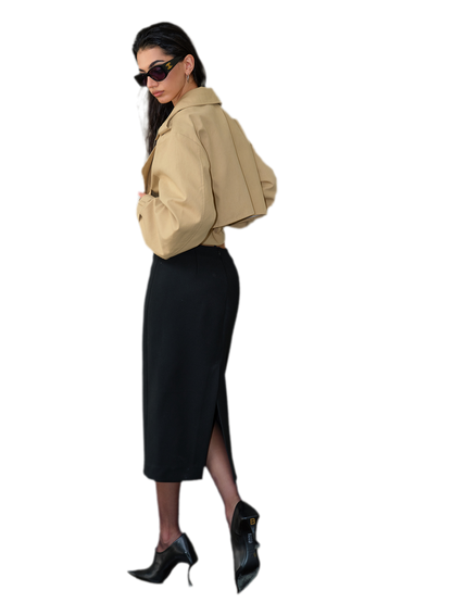 Cropped Belted Trench Jacket