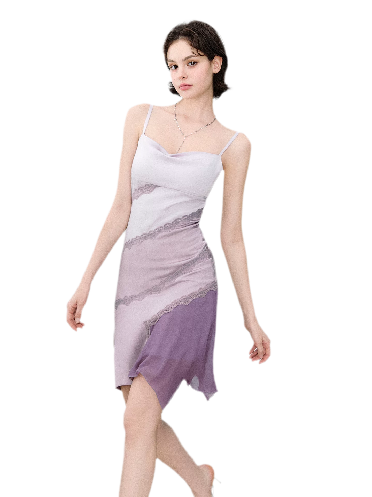 Asymmetric Satin Cami Dress