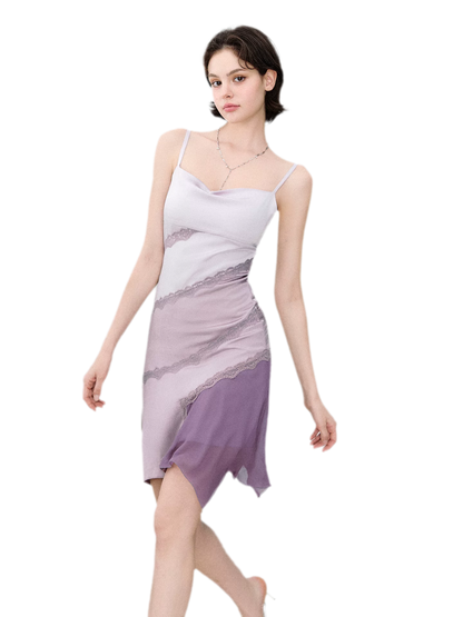 Asymmetric Satin Cami Dress