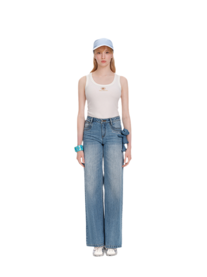 13DE MARZO Mid-Low Waist Straight Jeans – view 4