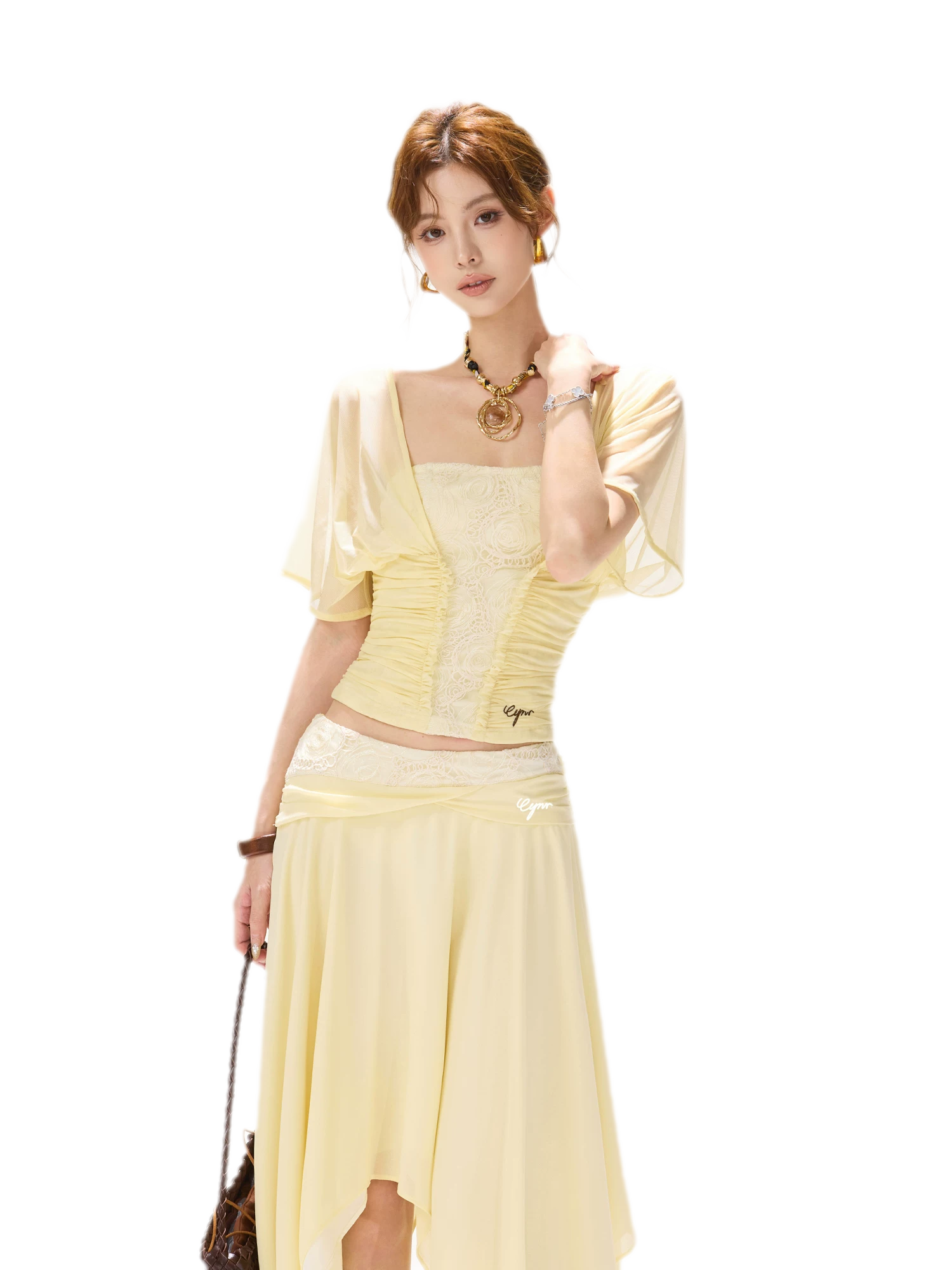 Faux Layered Lace Bustier Top