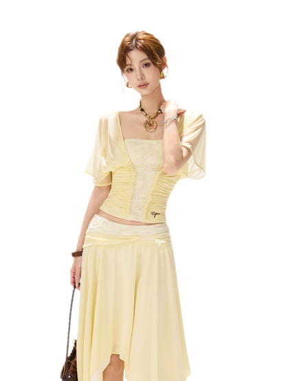 Faux Layered Lace Bustier Top