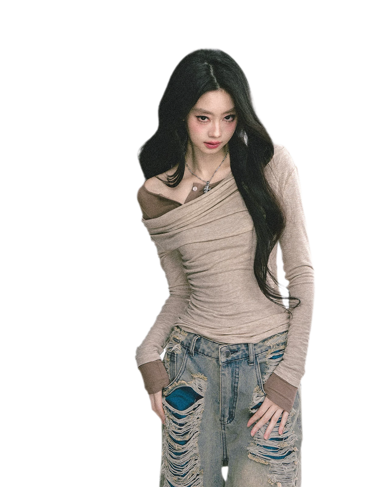 Top asimmetrico a strati con texture