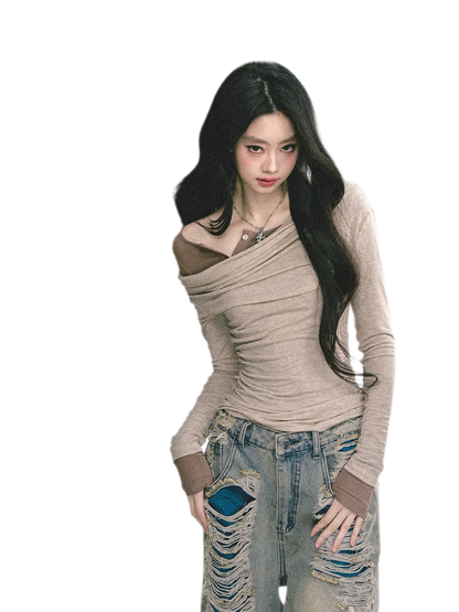 Top asimmetrico a strati con texture