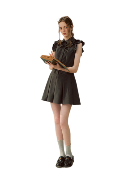 Pintuck Ruffle Dress