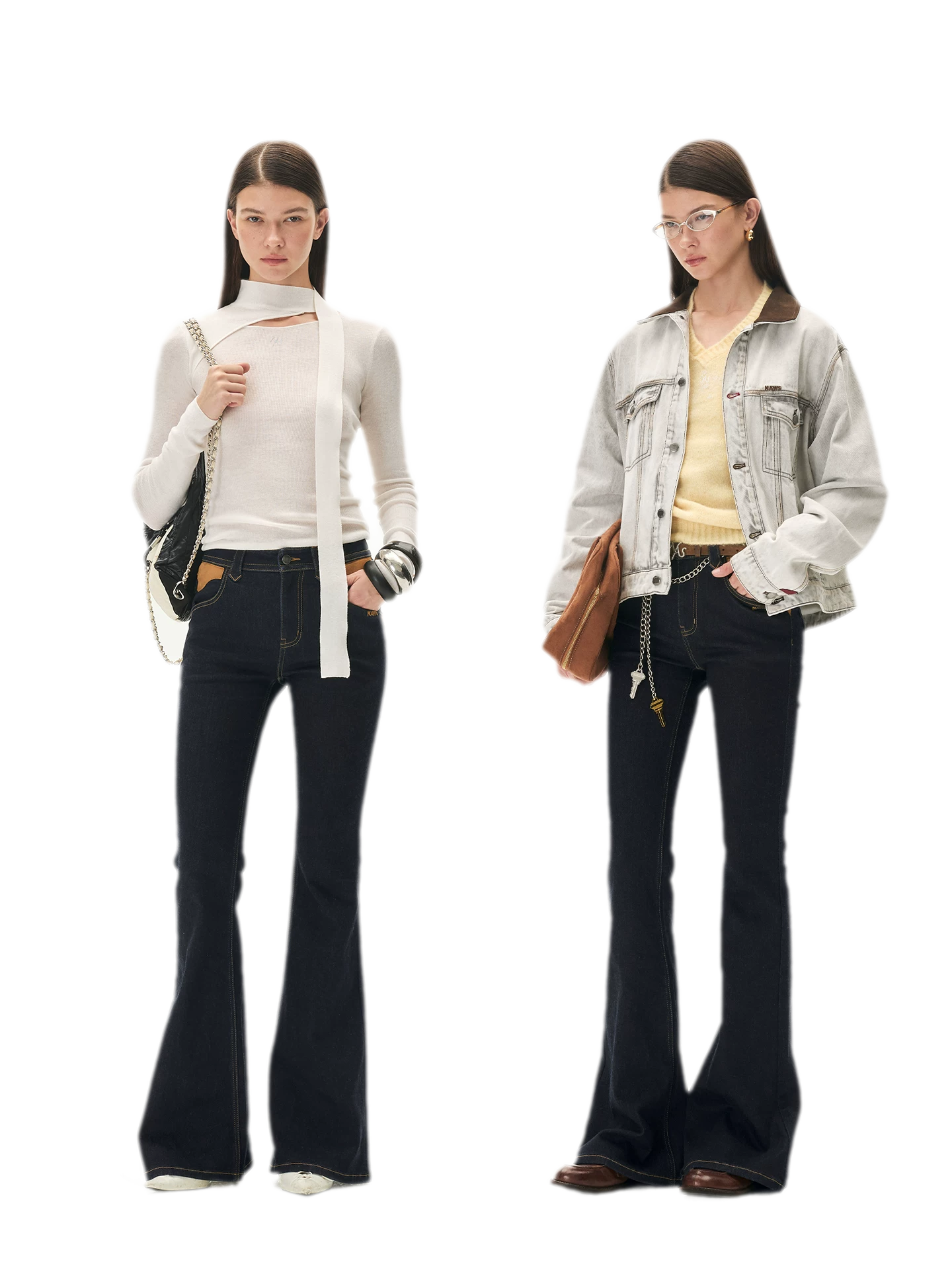 Wool Twill Slim Flare Jeans