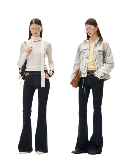 Wool Twill Slim Flare Jeans