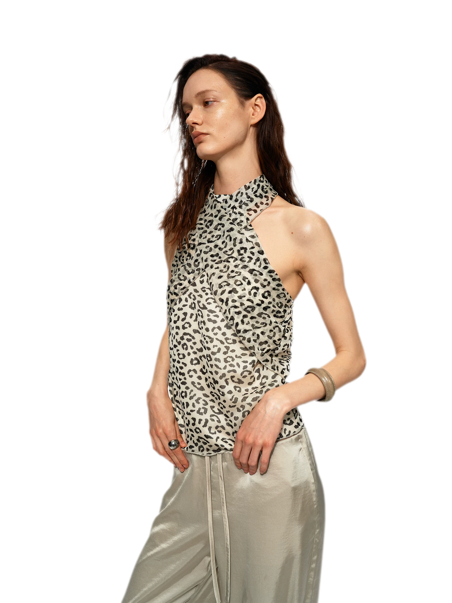 Sheer Leopard Halter Cami