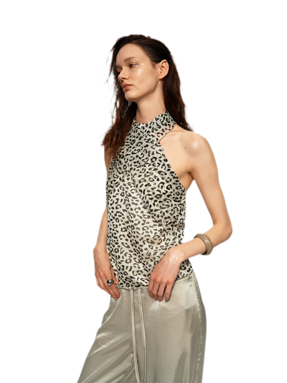 Sheer Leopard Halter Cami