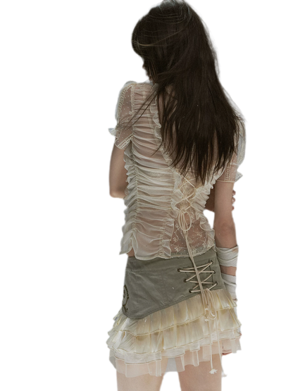 Studded Tiered Mini Skirt