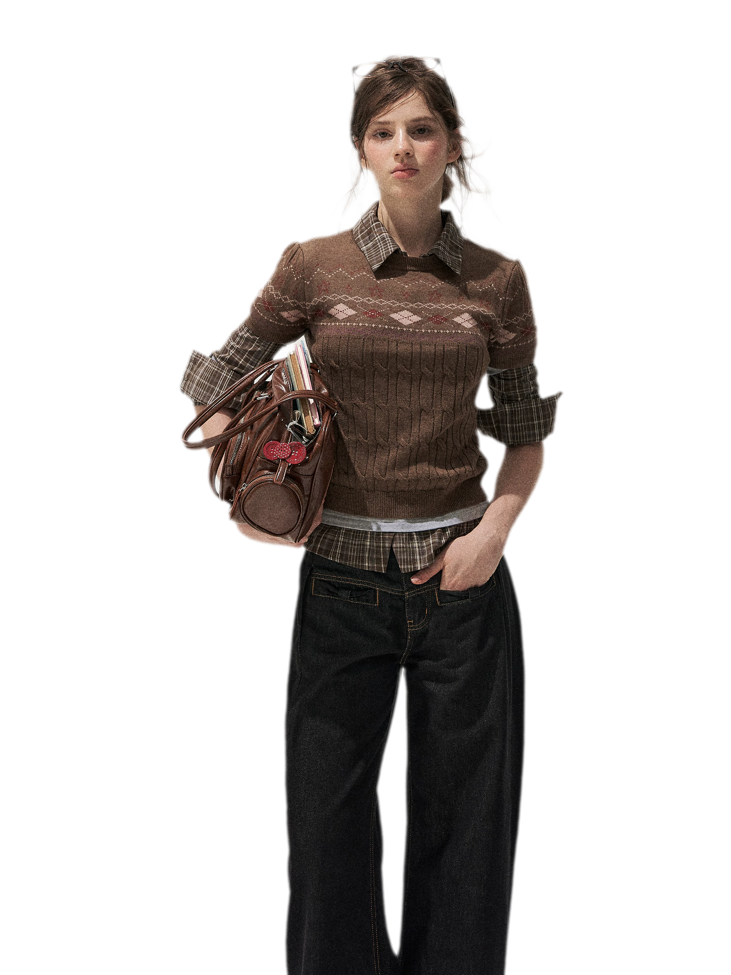 Fair Isle Cropped Knit Sweater