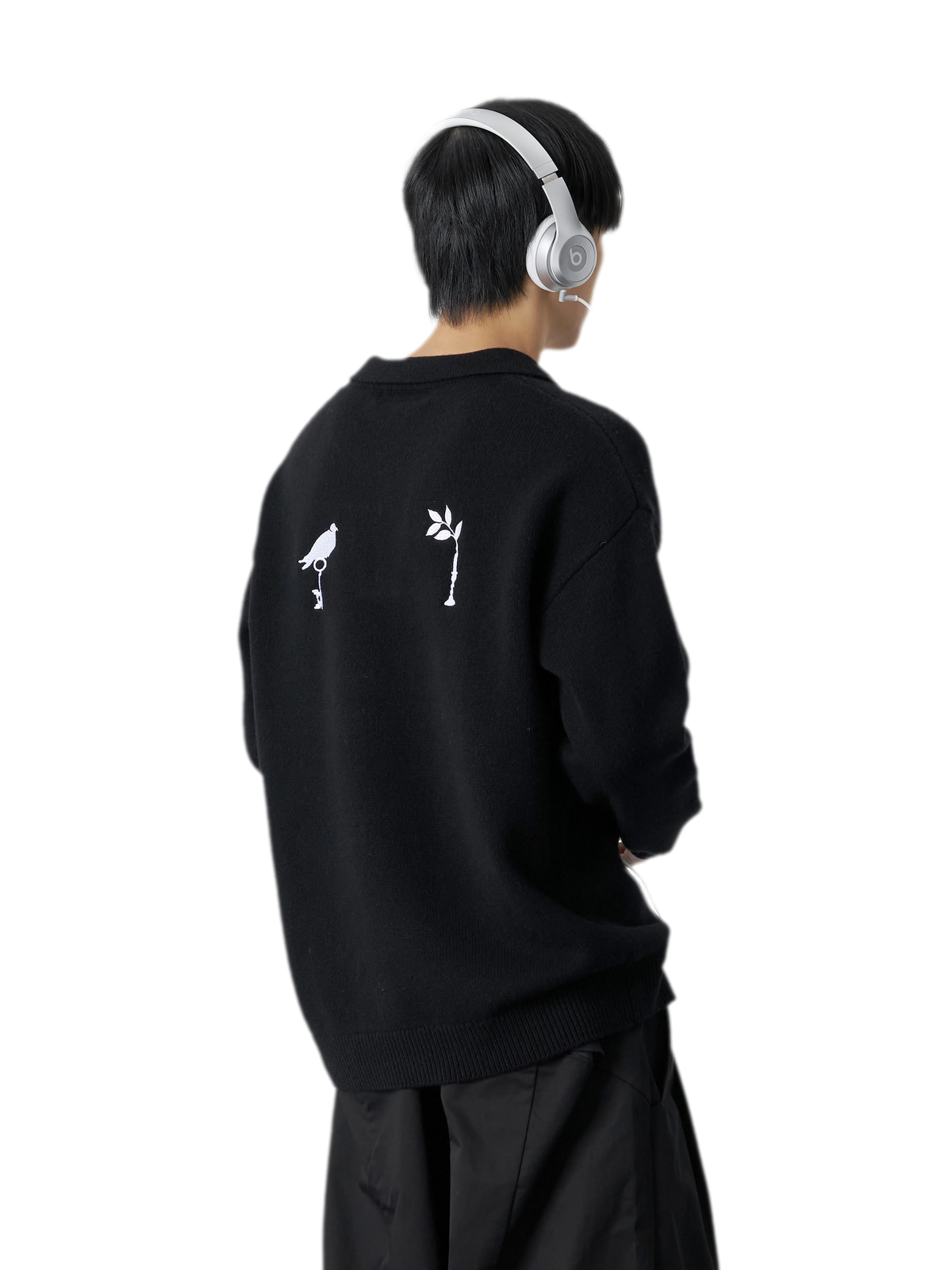 Embroidered Oversized Wool Blend Sweater