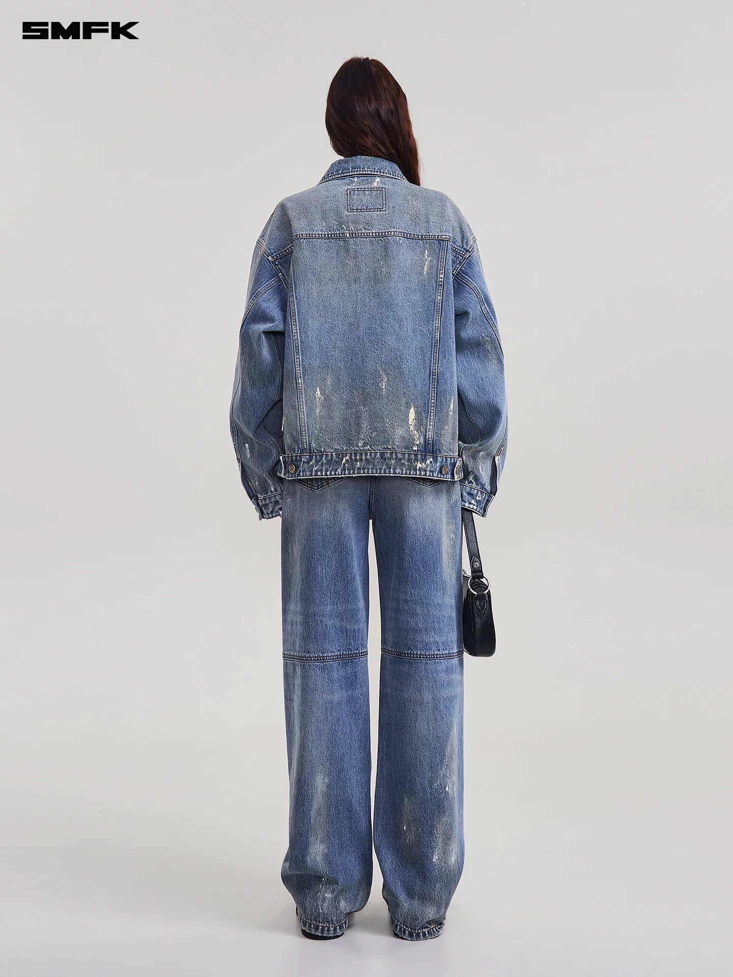Cross Statue Tide Wide Straight Denim Jeans