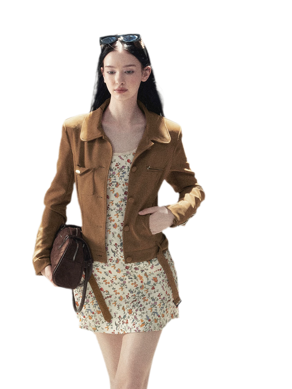 Soft Suede Cropped Utility Jacket