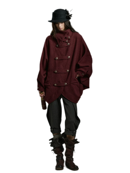 Double-Sided Batwing Wool Coat