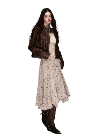 Vintage Cropped Motorcycle Jacket