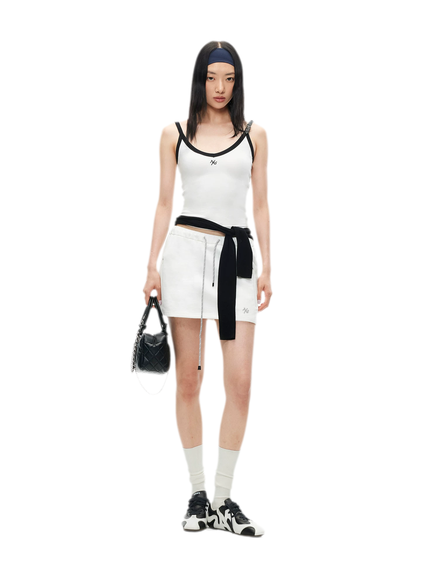 Monochrome Adjustable Leather Belt Tank Top