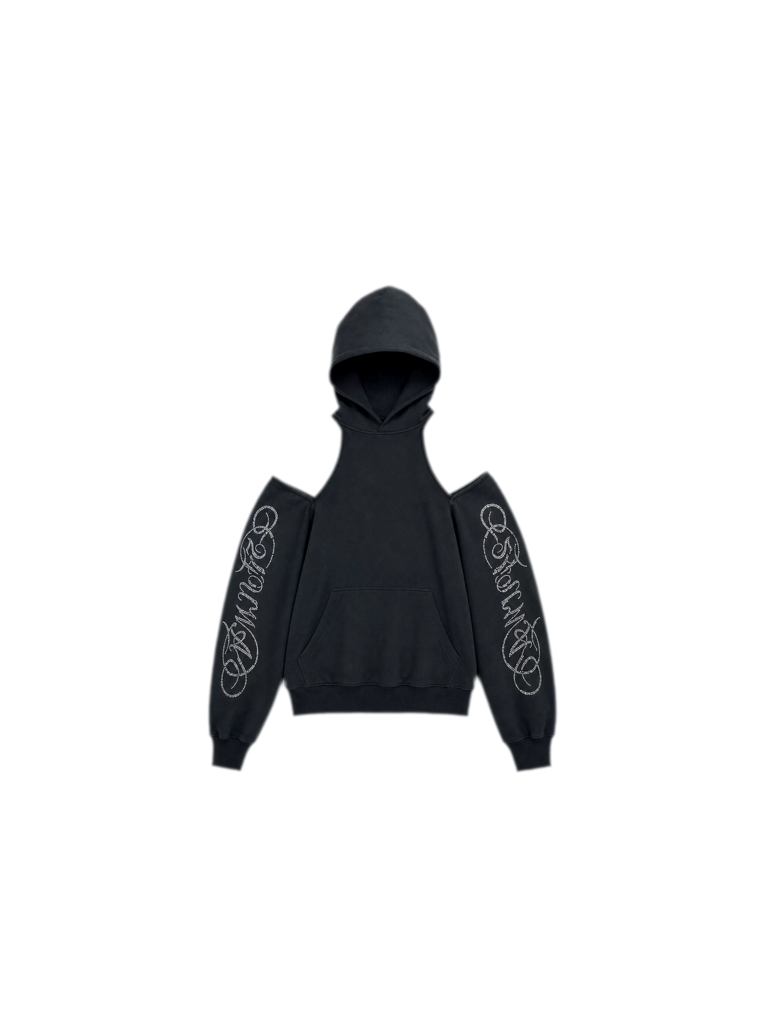 Rhinestone Off-Shoulder Hoodie Set