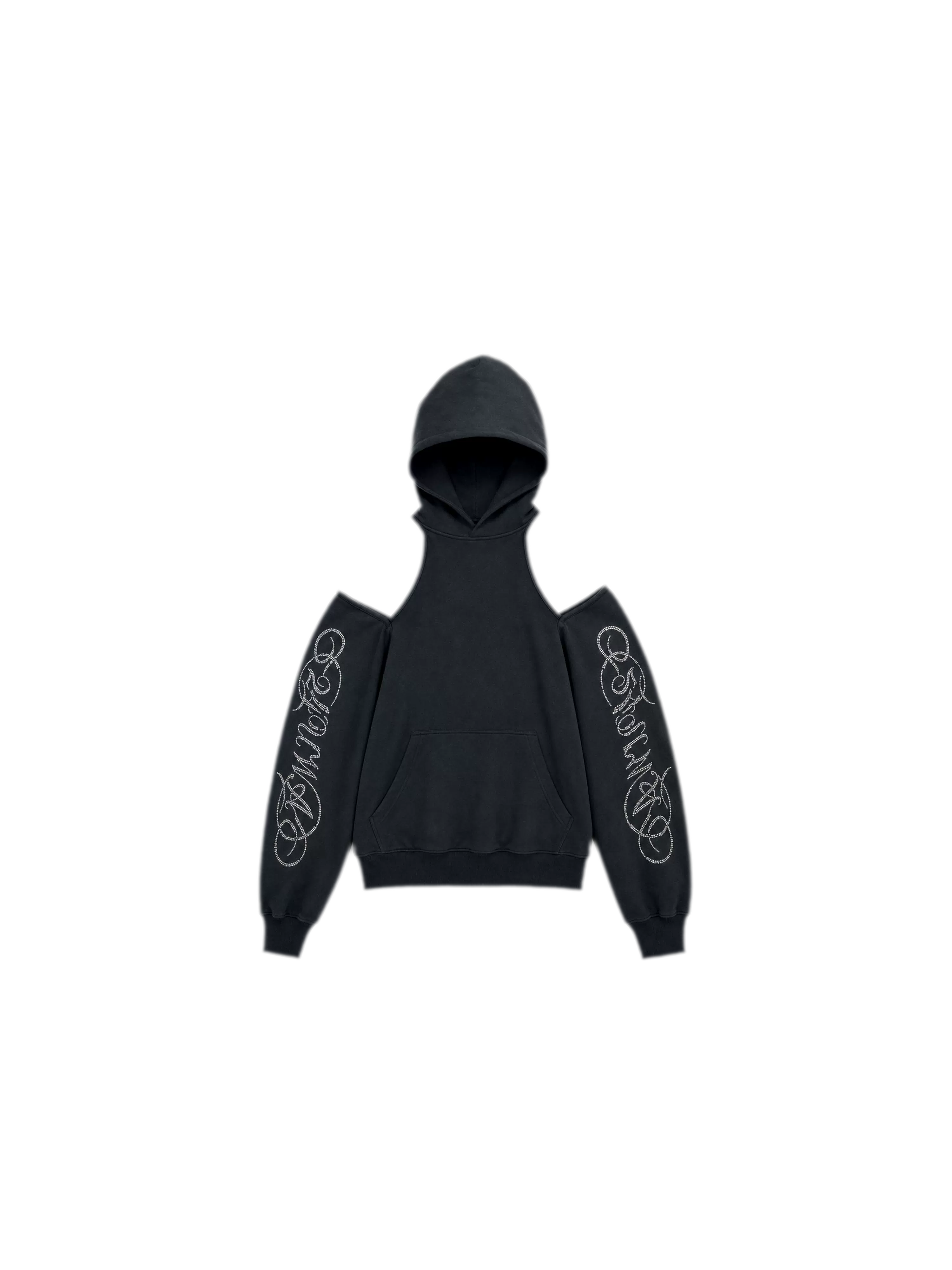 Rhinestone Off-Shoulder Hoodie Set