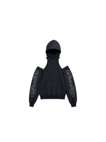 Rhinestone Off-Shoulder Hoodie Set