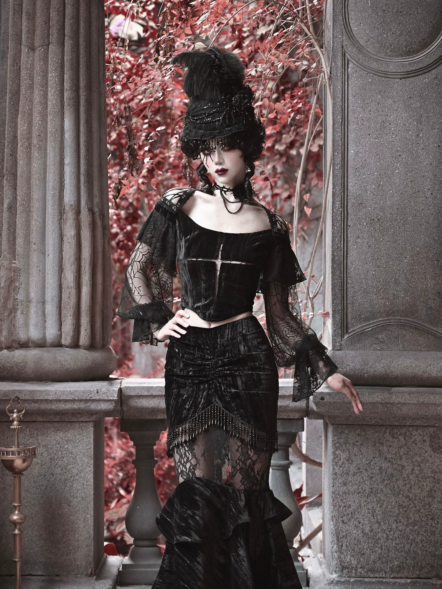 Embossed Velvet Gothic Blouse