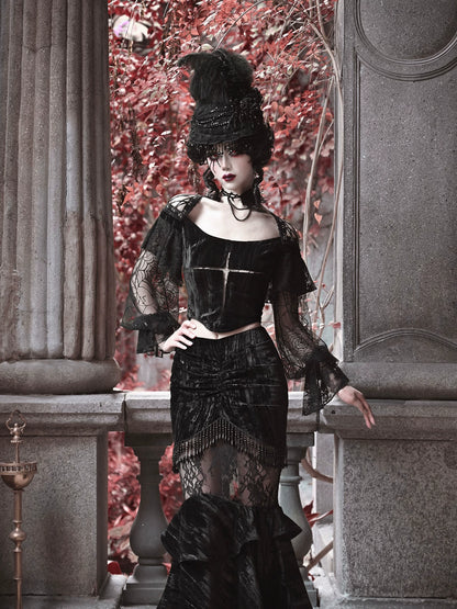 Embossed Velvet Gothic Blouse