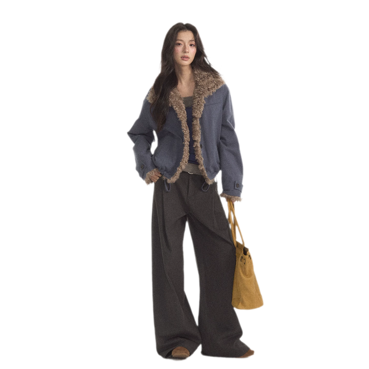 Faux Lamb-Wool Patchwork Jacket