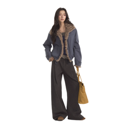 Faux Lamb-Wool Patchwork Jacket