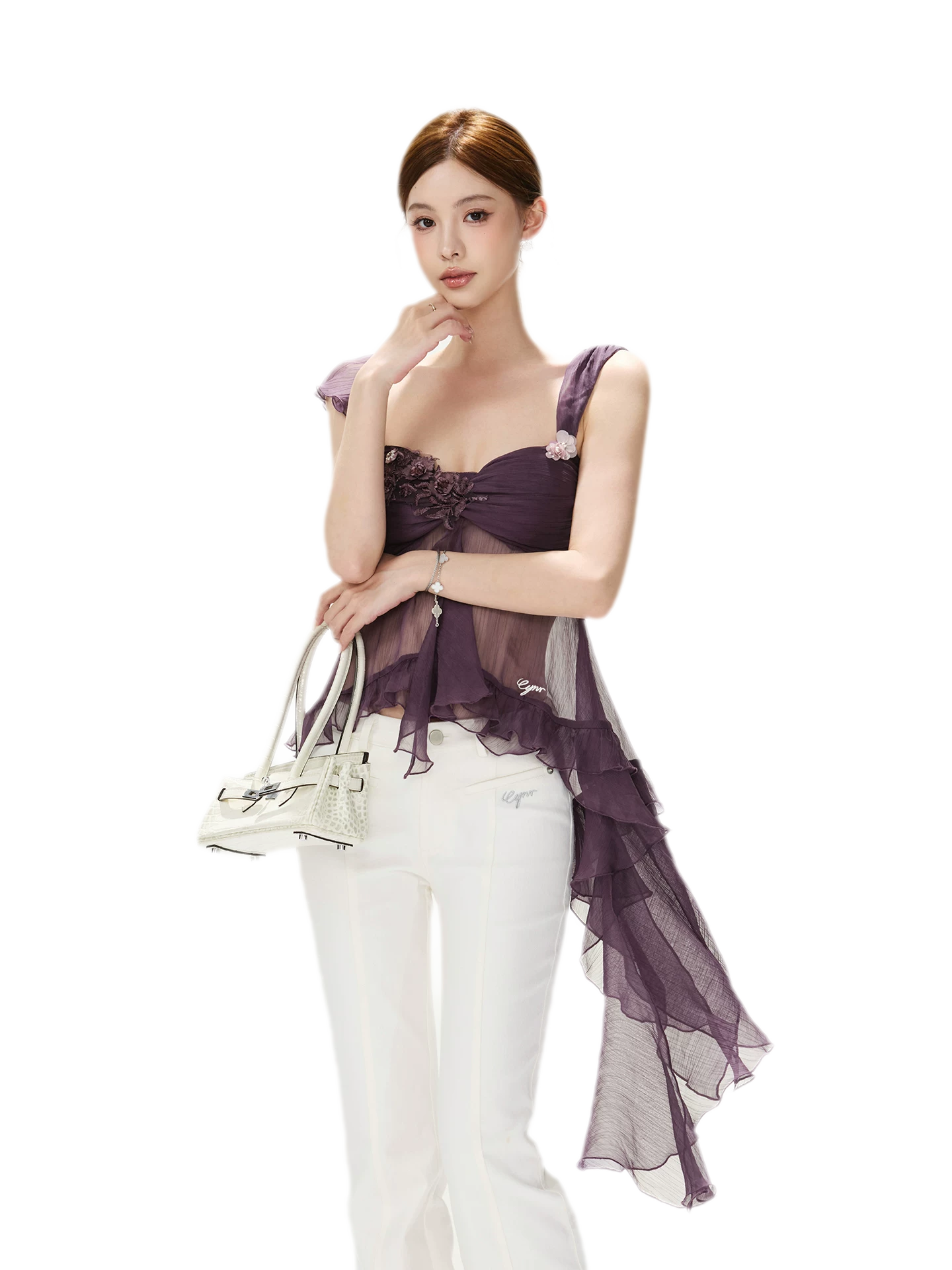 CYNR Misty Chiffon Ruffle Cami – view 5