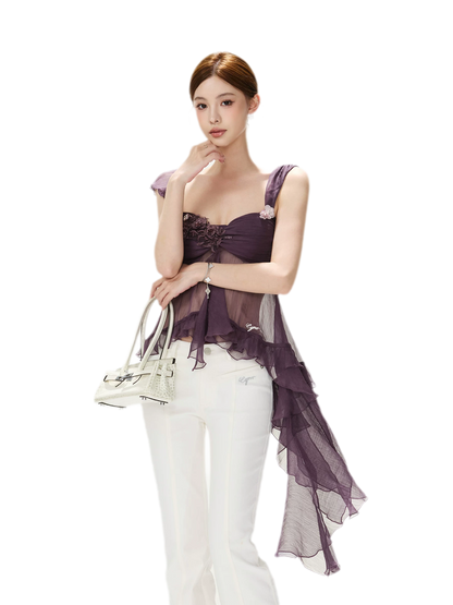 CYNR Misty Chiffon Ruffle Cami – view 5