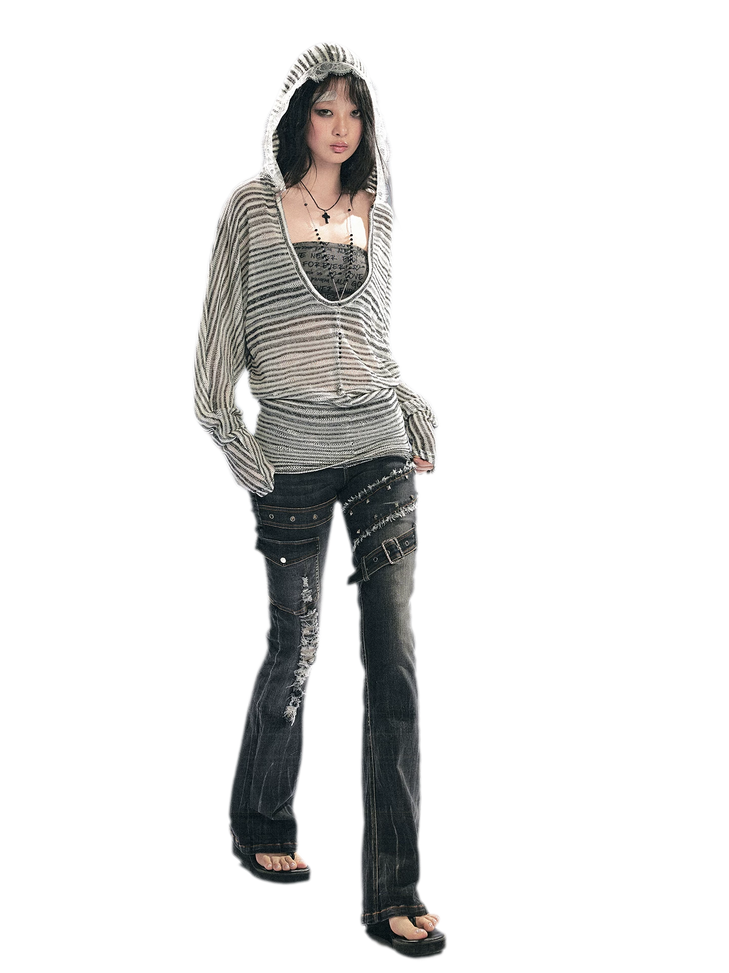 Skinny Grunge Flare Jeans