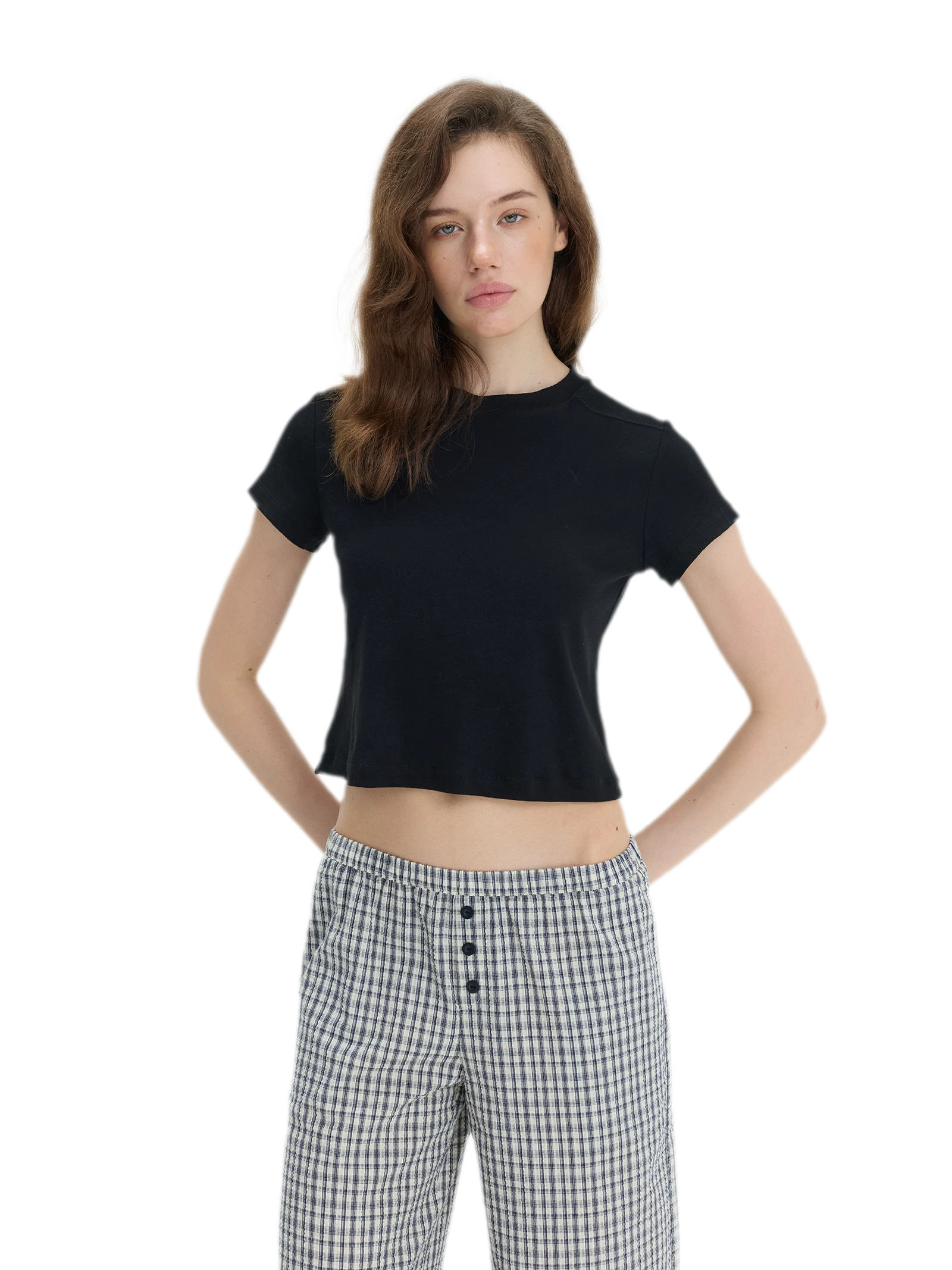 Stretch Cropped Crew-Neck T-Shirt