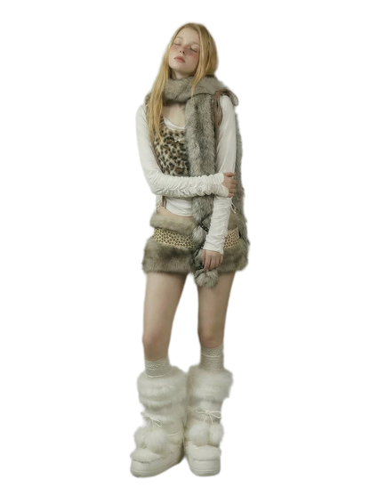Layered Faux-Fur Statement Scarf