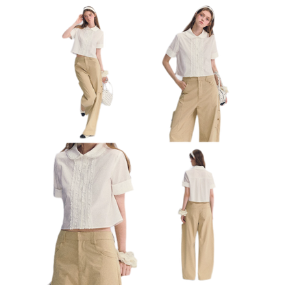 Lace Collar Cotton Shirt