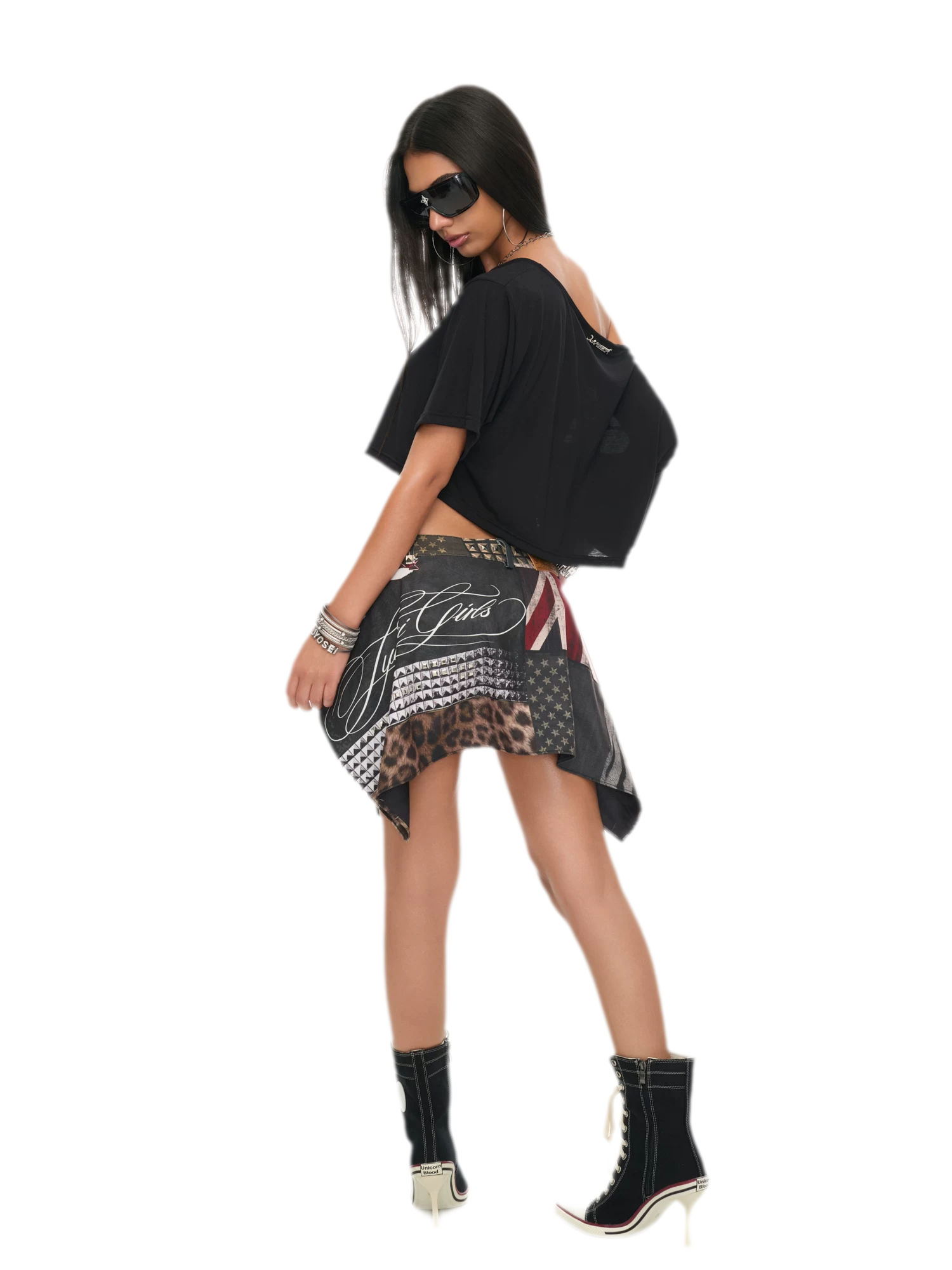 Vintage Union Jack Patchwork Studded Shorts