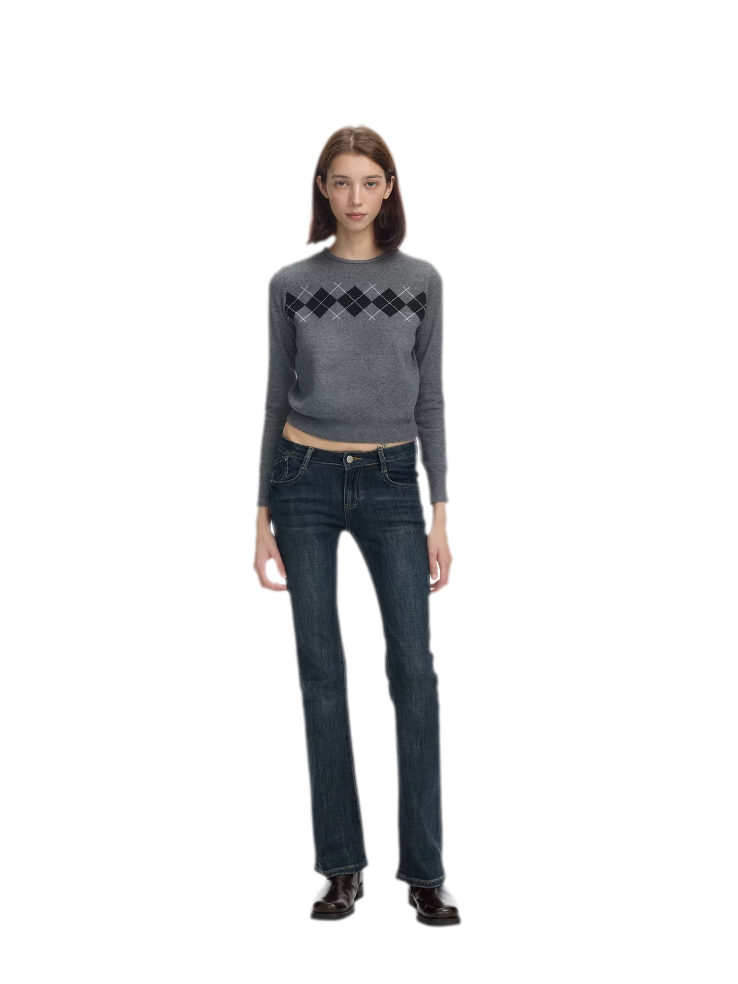 Argyle Waist-Shaped Sweater Set