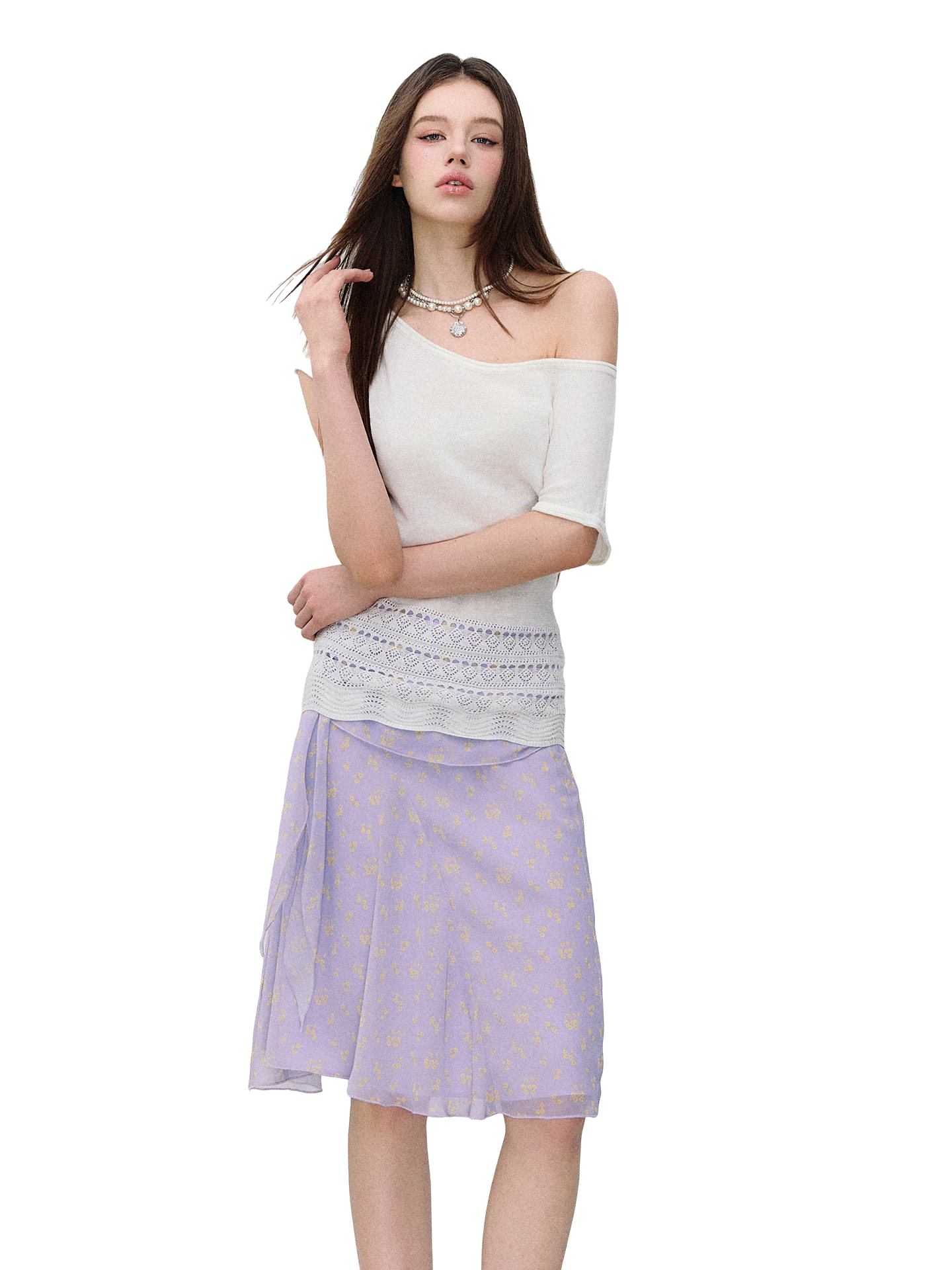 Asymmetric One-Shoulder Linen Knit Top