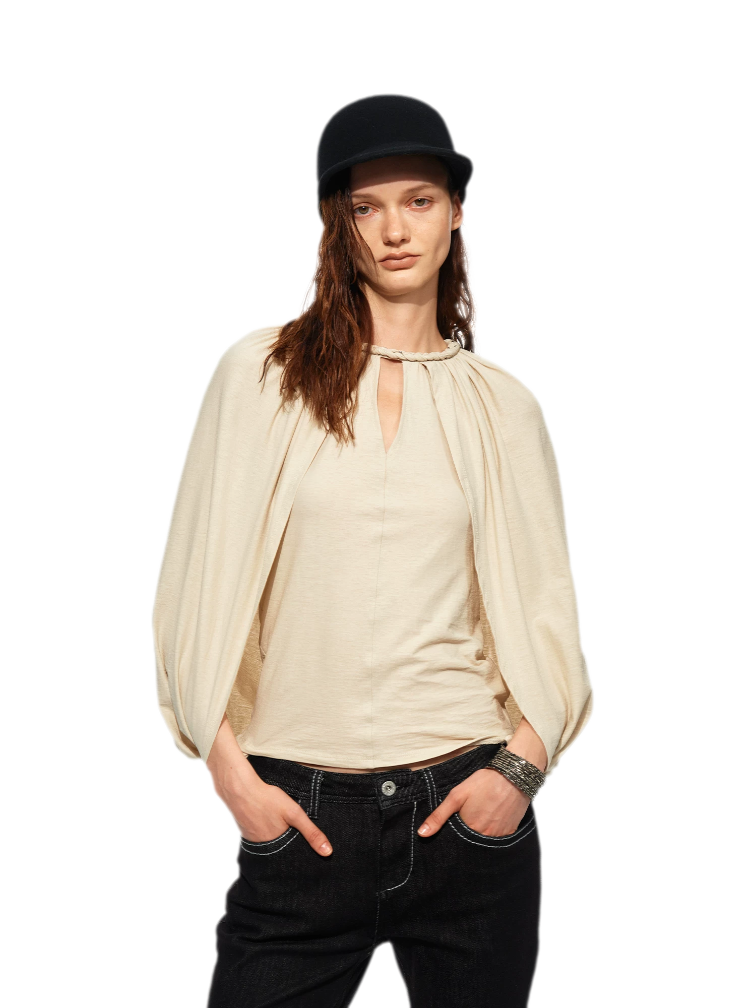 Cotton Cape Sleeve Top