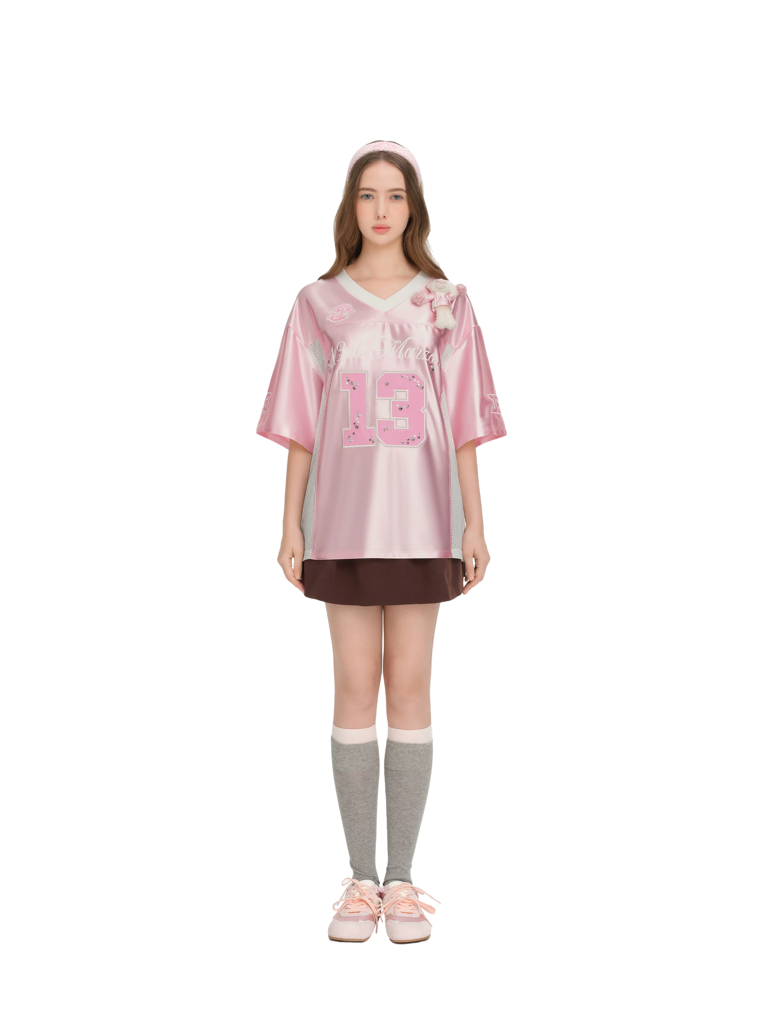 Satin V-Neck Short Sleeve T-Shirt