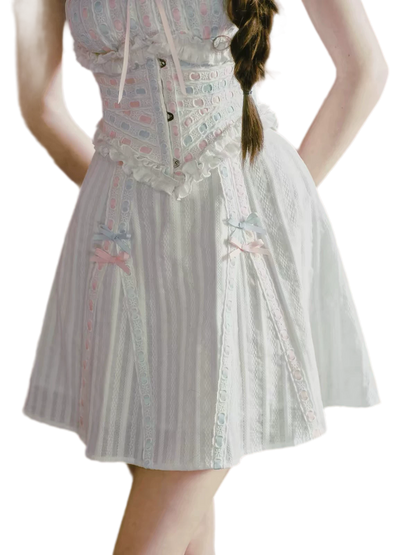 Jacquard Puff-Sleeve Corset Dress