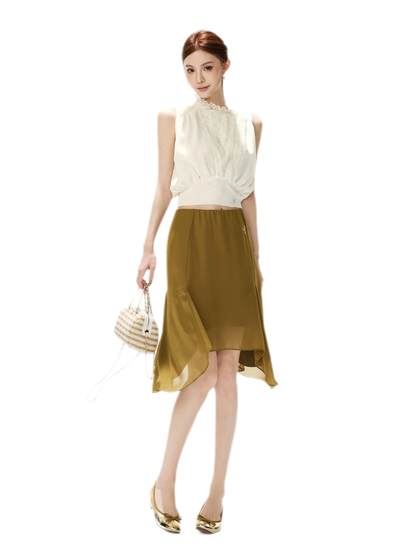 Layered Chiffon A-Line Skirt