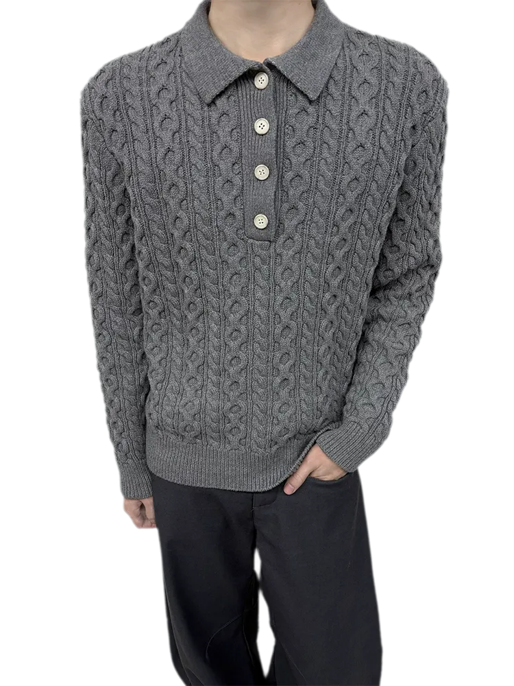 Chunky Cable Knit Polo Sweater