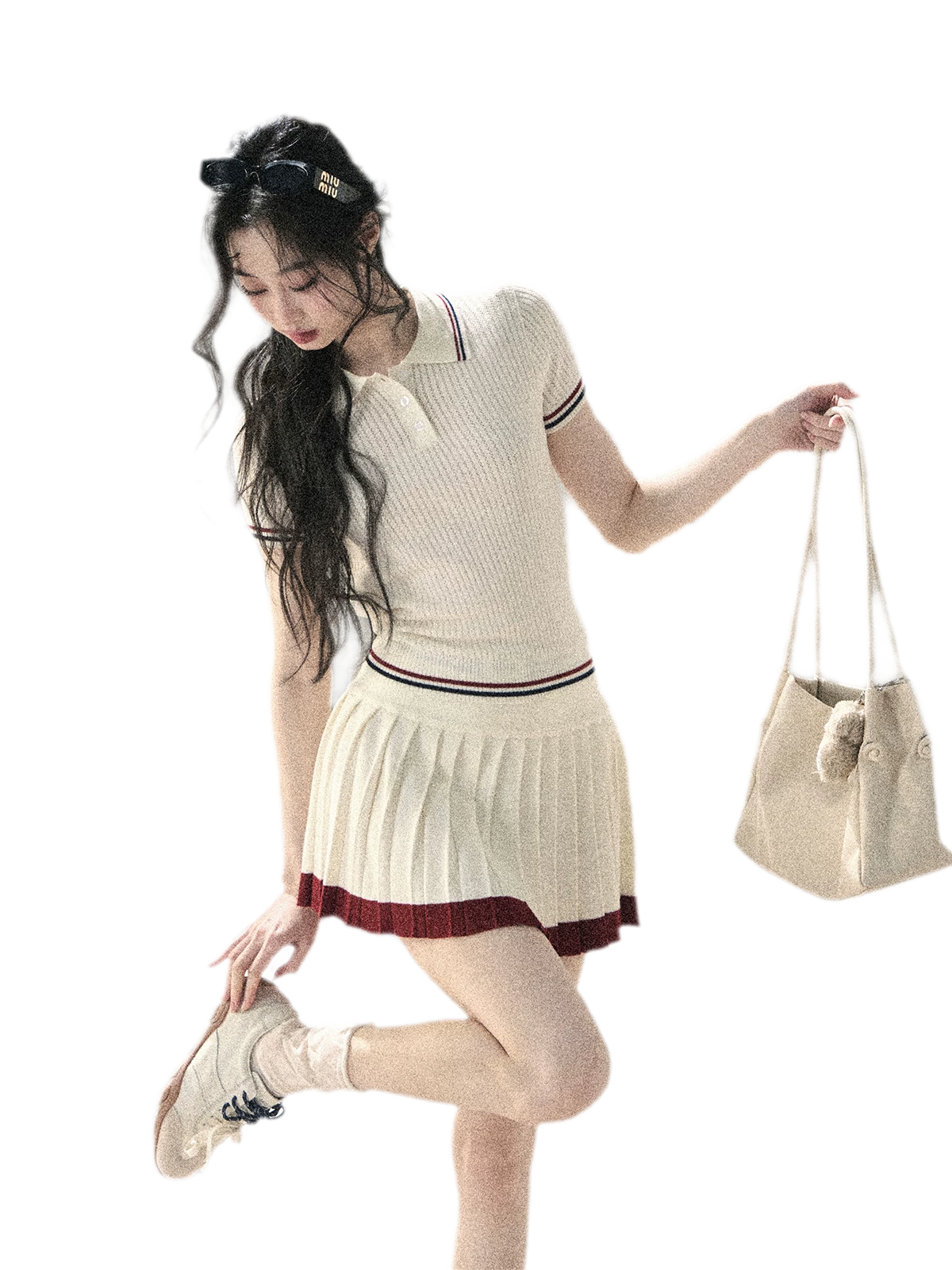 Ribbed Knit Polo Set