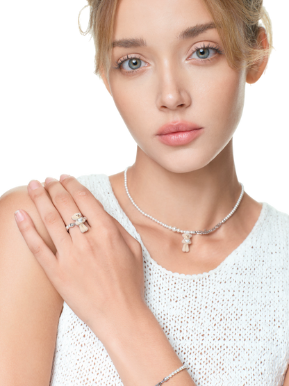 Bear Hug Pearl Heart Beaded Ring