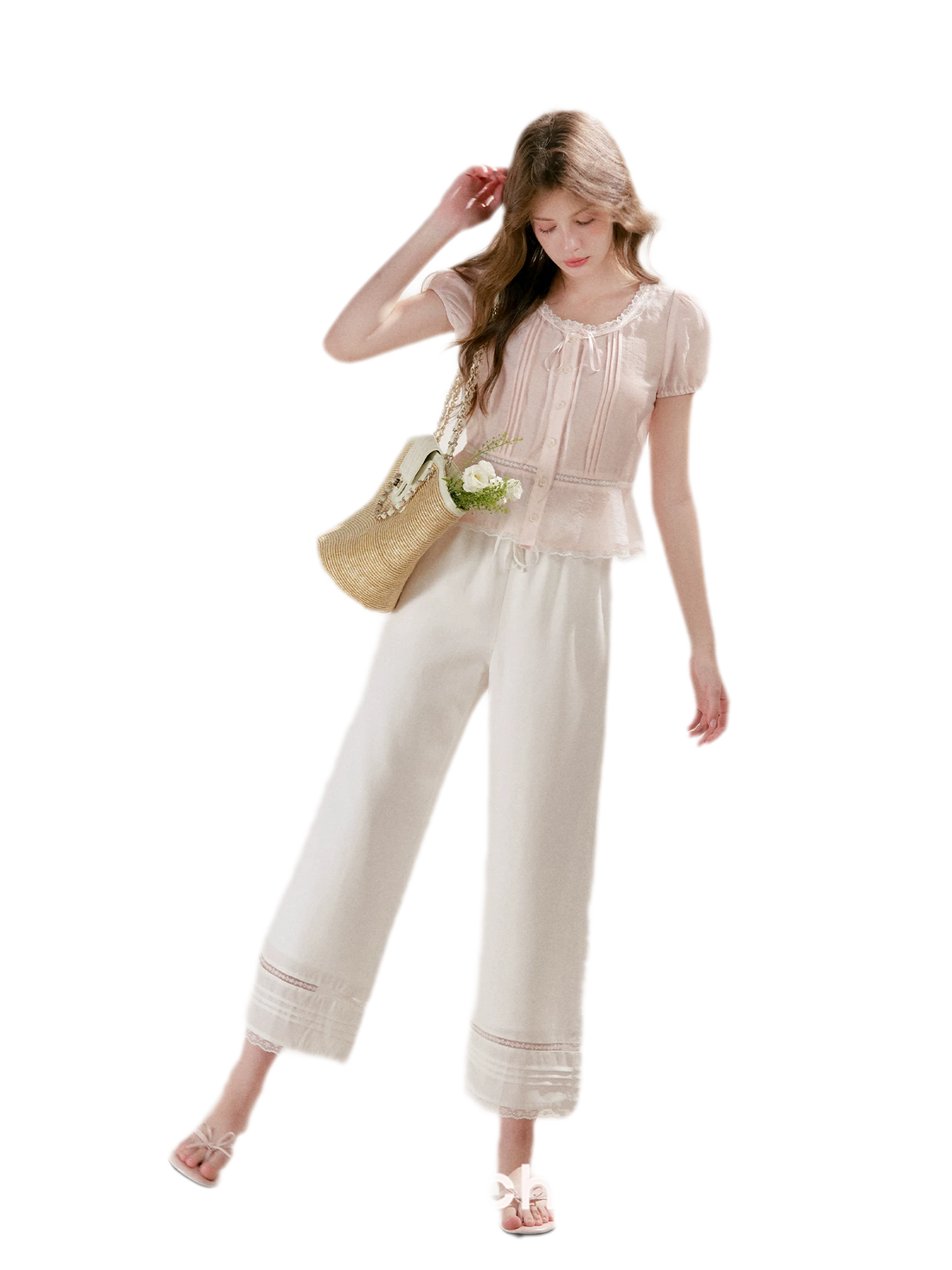 Tencel Linen Cropped Straight-Leg Pants